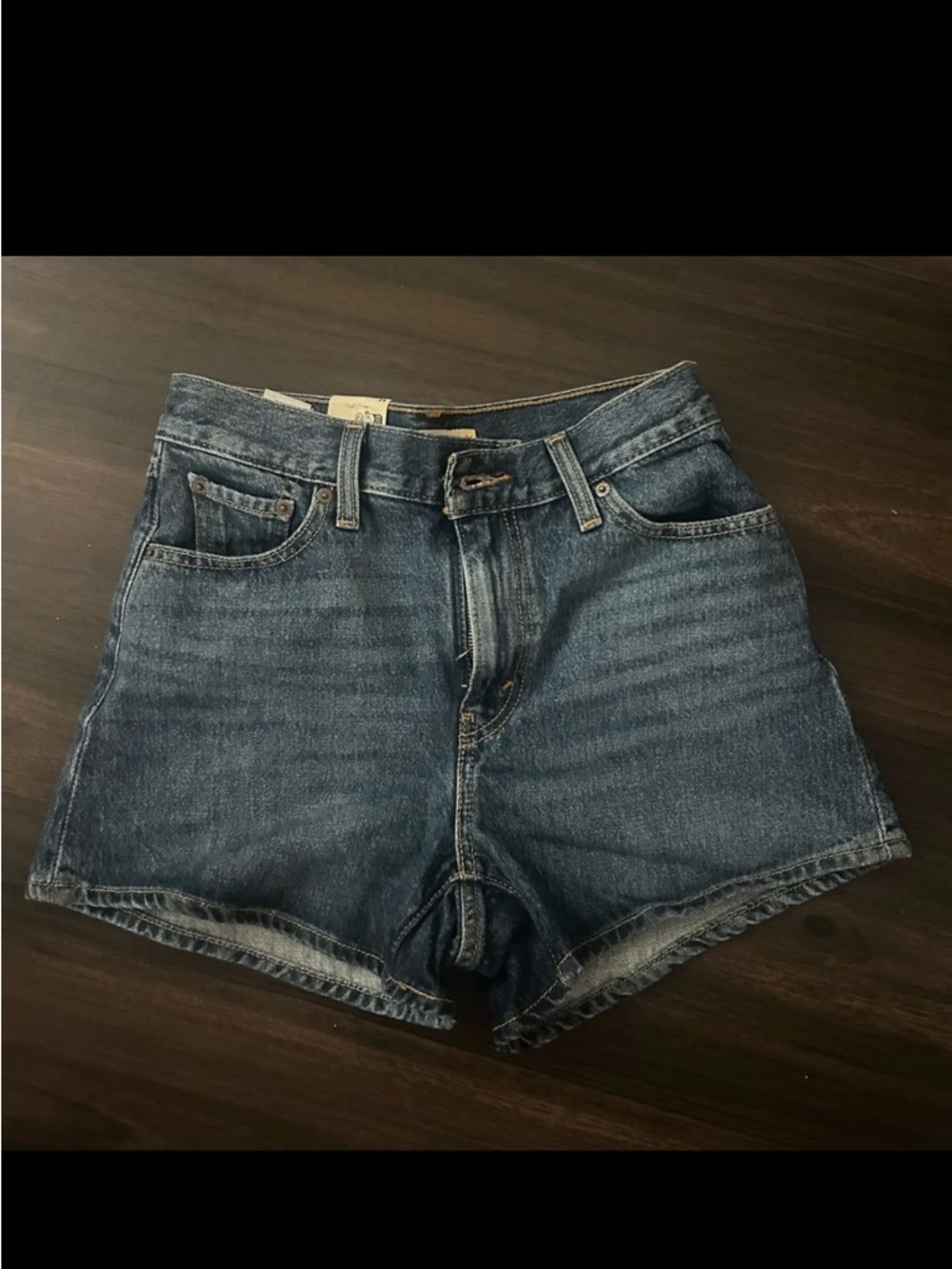 Levi's Dark Blue High-Rise Jean Shorts